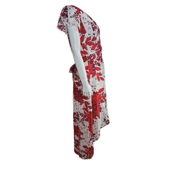 Julia Jordan Dress Womens Size 12 Red White Floral Hi Lo Lightweight Flowy Maxi - Picture 4 of 7